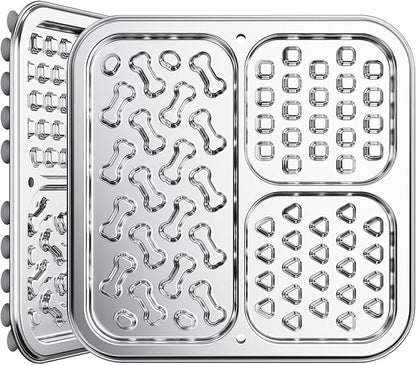 Stainless Steel Lick Mat for Dogs and Cats, Chew Proof Slow Feeder with Suction Cups and Crate Mount, Three Textured Zones for Calm Feeding and Daily Use [2Pack]