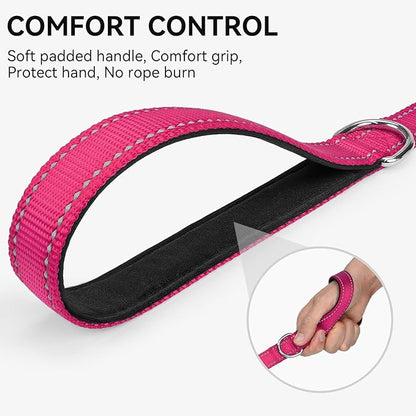 Joytale Dog Leash, 5 FT Double-Sided Reflective, Padded Handle Nylon Heavy Duty Leashes for Small Dogs Walking, Hotpink