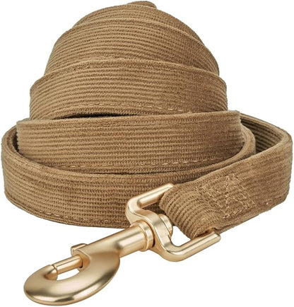Soft Corduroy Fibric Dog Leash, 5 Feet Length Lead with Heavy Duty Rotating Hook, for Medium Large Dogs.(M,Brown)