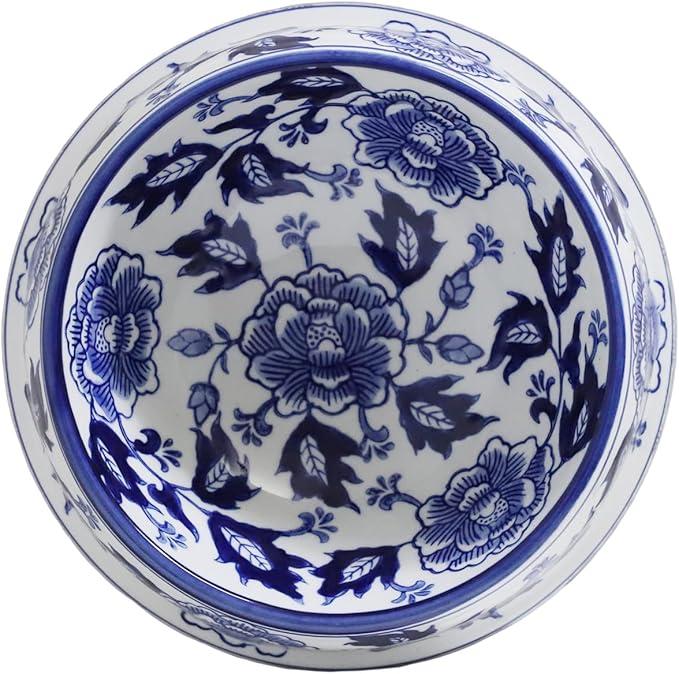 Aimusego Vintage Blue and White Chinoiserie Ceramic Cat Food Bowls Cat Bowls/Dishes for Food and Water,Dog Feeding Bowls, Dishwasher Safe 25OZ