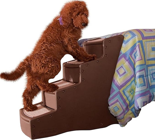 Pet Gear Easy Step IV Pet Stairs, 4 Step for Cats/Dogs, Removable Washable Carpet Treads, for Pets Up to 150lbs, No Tools Required, Available in 9 Colors, Espresso