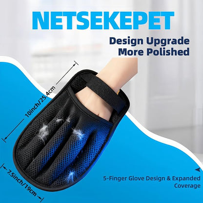 2PCS Pet Hair Removal Glove for Cats & Dogs, Reusable Electrostatic Pet Hair Remover Mitt, Five-Finger Design for Clothing, Couch, Carpet, Car Seat