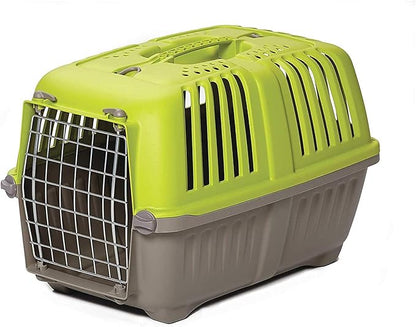 MidWest Homes for Pets Spree Travel Carrier – Hard-Sided Dog & Cat Carrier, Small Pet Travel Crate with Handle, Ventilated Design, Easy Assembly, 22-Inch, Green