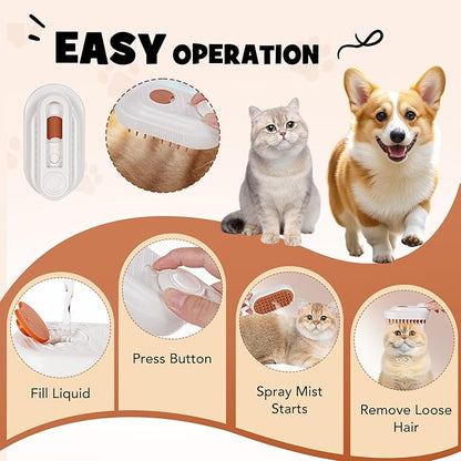 LINFOX 2-Pack Cat Steam Brush, 4-in-1 Pet Steaming Grooming Brush for Cats & Dogs, Rechargeable Anti-Static Comb for Cleaning, Massage & Shedding Control