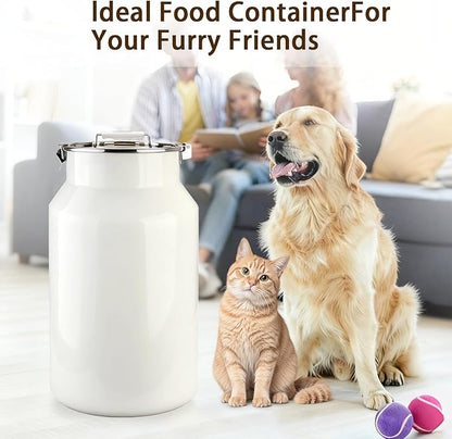 Dog-Cat Food Storage Container 40 lb/38 Qt, Large Stainless Steel Pet Food Bin with Airtight Lid & Scoop Included, Durable 304 Metal Storage for Dogs & Cats