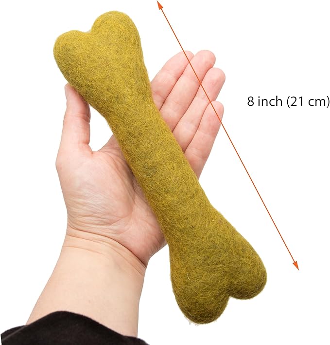 Glaciart One Felted Wool Dog Chew Bone (3 Pcs)| Durable Dog Chew Toy, Puppy Chew Toys for Teething & Dog Teeth Cleaning | Pet Toys Fetch Games & for Anxiety/Boredom | Great for Small or Medium
