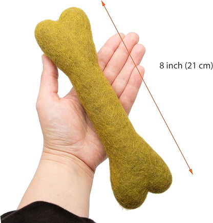 Glaciart One Felted Wool Dog Chew Bone (3 Pcs)| Durable Dog Chew Toy, Puppy Chew Toys for Teething & Dog Teeth Cleaning | Pet Toys Fetch Games & for Anxiety/Boredom | Great for Small or Medium