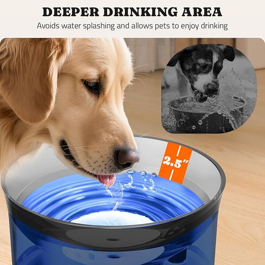 Dog Water Fountain with Vortex Filtration Design, 3.5L/123oz Elevated Dog Water Bowl for Large Medium Dogs & Cats