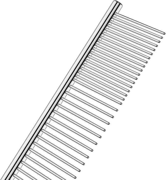 Andis 68545 Stainless Steel Pet Grooming Comb – Dematting Tool for Knots, Mats & Loose Hair Removal, 10-Inch, Professional Grooming Performance