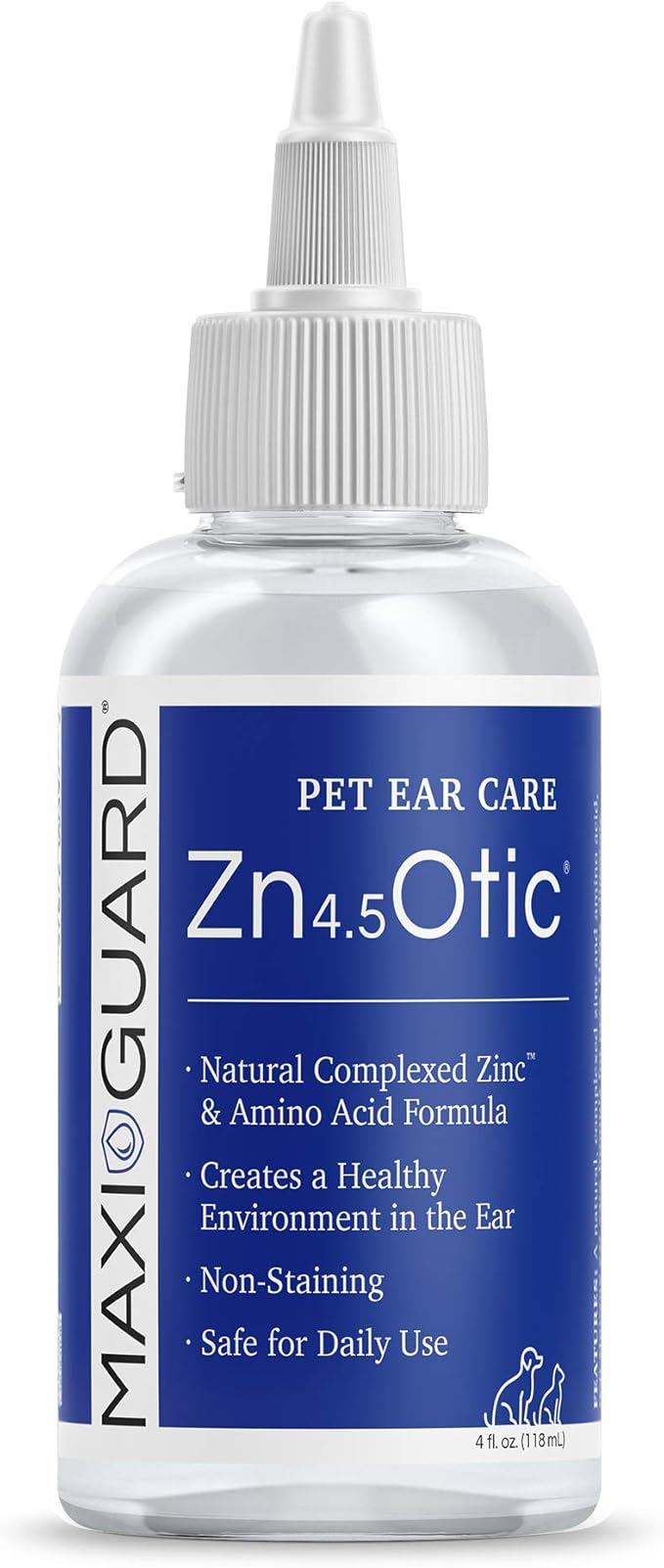 Pet Ear Care Zn4.5 Otic for Dogs, Cats, Exotics and Companion Animals (4oz), Blue/White