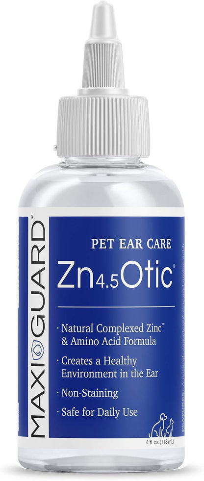 Pet Ear Care Zn4.5 Otic for Dogs, Cats, Exotics and Companion Animals (4oz), Blue/White