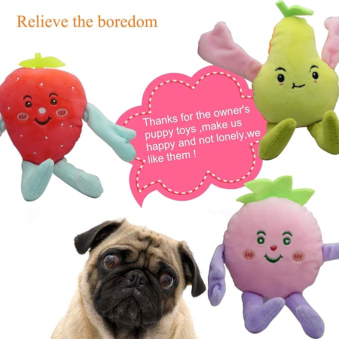 Cute Carrot Fruits Dog Squeaky Toys Dog Toy for Pet Puppy Small Dog (Pack for 13)