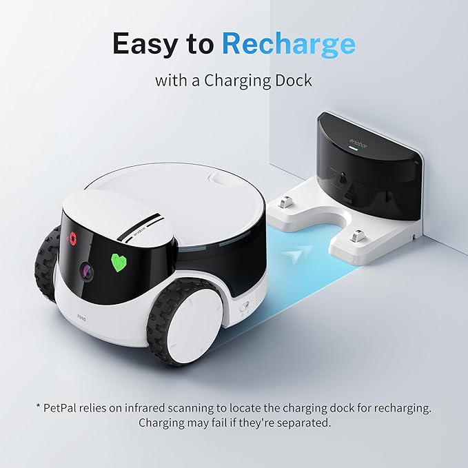 Enabot EBO ROLA PetPal FamilyBot Pet Camera Robot with Treat Dispenser: 2.5K Mobile Dog Camera Robot Battery-Powered with Phone App, 2-Way Talk, Night Vision, Interchangeable Modular Design