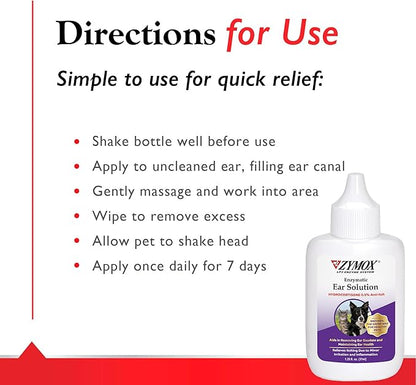 Pet King Brands ZYMOX Ear Solution with 0.5% Hydrocortisone and Ear Cleanser Bundle