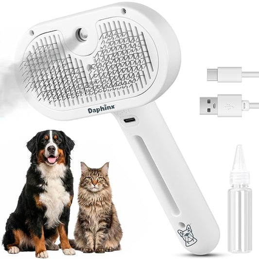 cat steam brush, misty defur comb, steamer hair brushes for indoor cats and other pets (Dogs, rabbit), groomer for shedding, massage, self-cleaning, anti-static, rechargeable grooming tool