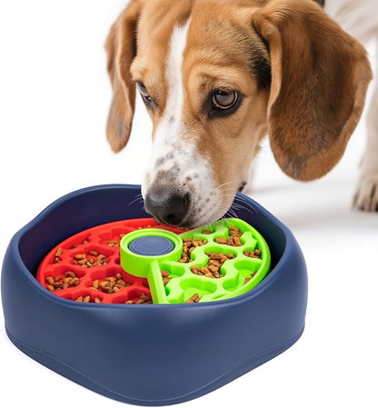 Star&Mi Slow Feeder Dog Bowls, 3-Layer Interactive Dog Puzzle Feeder, Dog Slow Feeder Bowl & Lick Bowl for Dogs, Non-Slip Dog Bowl Slow Feeder for Medium & Large Breeds, Holds 6–8 Cups