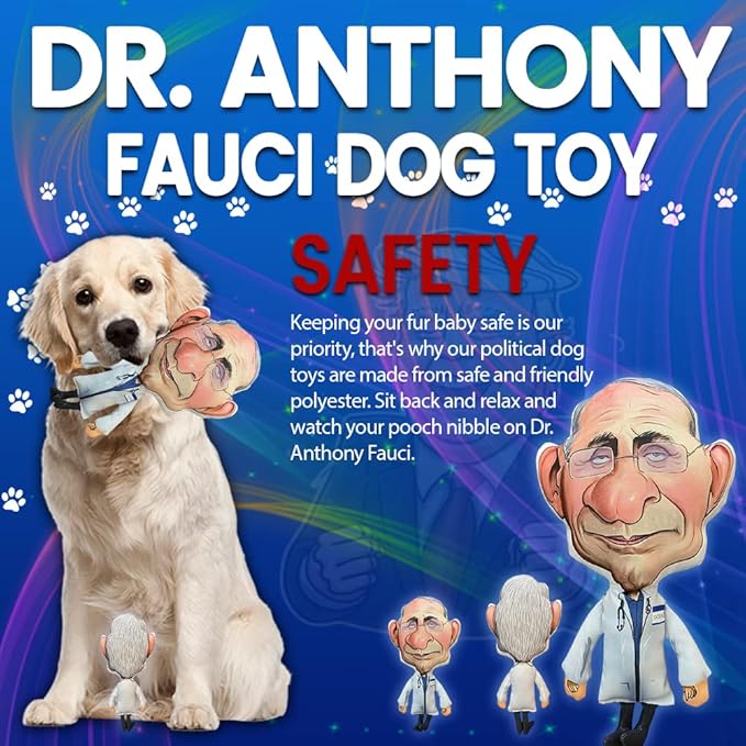 Pesky Patriot Dr. Fauci Dog Chew Toy for All Breeds | Anthony Fauci Chew Toy with Squeaker | Republican Novelty Gag Gift | Durable Triple Stitched Polyester, 12" Tall