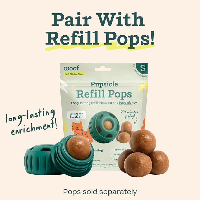 WOOF Pupsicle - Long-Lasting Interactive Dog Ball Toy to Keep Your Pup Busy and Distracted - Safe for Dogs - Low-Mess Design - Dog Toys for Medium and Large Dogs 25-75 lbs