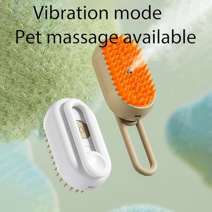 4 in 1 Cat Steam Brush for Shedding with Foldable Handle, Pet Hair Cleaning Brush Comb Anti-Static Pet Grooming Tool for Cats and Dogs Steam,Massage,Cleaning,Shedding & Combing (White)