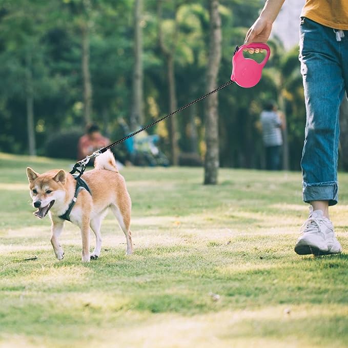 Retractable Dog Leash 16ft, Tangle-Free Expandable Leash for Medium Dogs Up to 33lbs, Easy-Adjust Lock & Anti-Slip Handle for Safe Walks