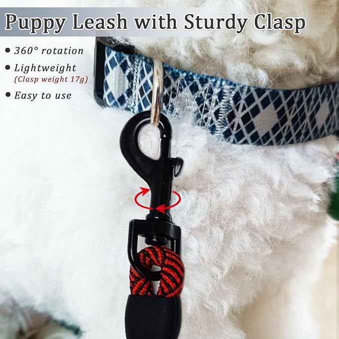 WYuZe 5ft Puppy Leash for Small Dogs, 1/4" Thin Rope Dog Leash with Easy to Use Hook, Lightweight Cat Leashes for Chihuahua, Yorkie, Tiny Breed 10 Colors (Black Red)