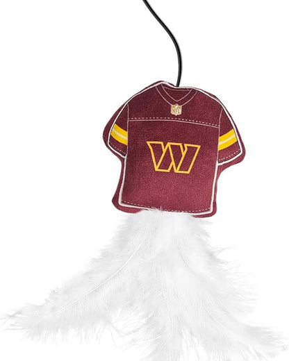 NFL Washington Commanders Team Jersey Wand with CAT NIP, Cat Toy Jersey Shaped Plush Teaser Toy for Cats & Kittens - Interactive Pet Toy for Play & Exercise
