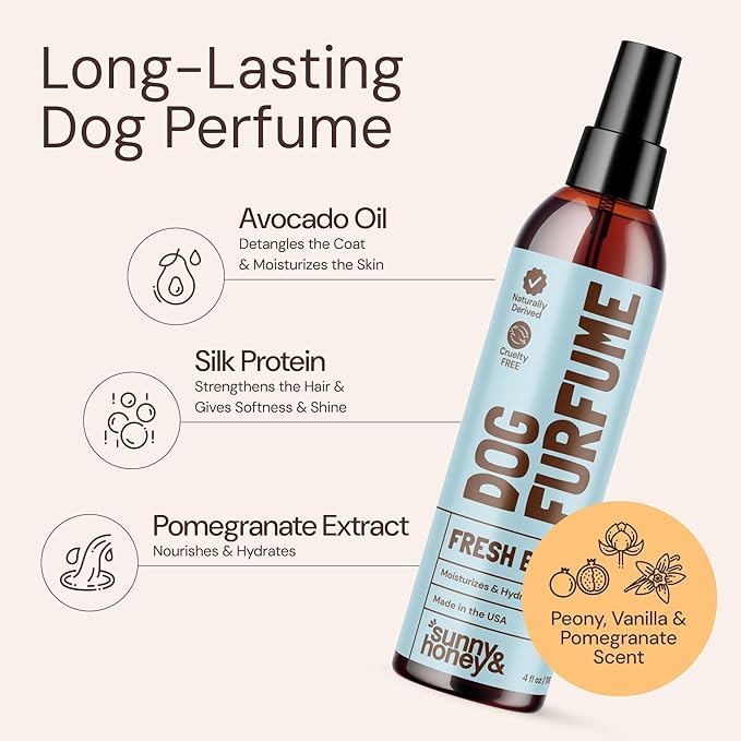 Sunny & Honey 4-in-1 Dog Shampoo & Conditioner - 16 fl oz, 8 fl oz Mist - Moisturizing Detangling Wash - Pet Shampoo - Long-Lasting Perfume Mist