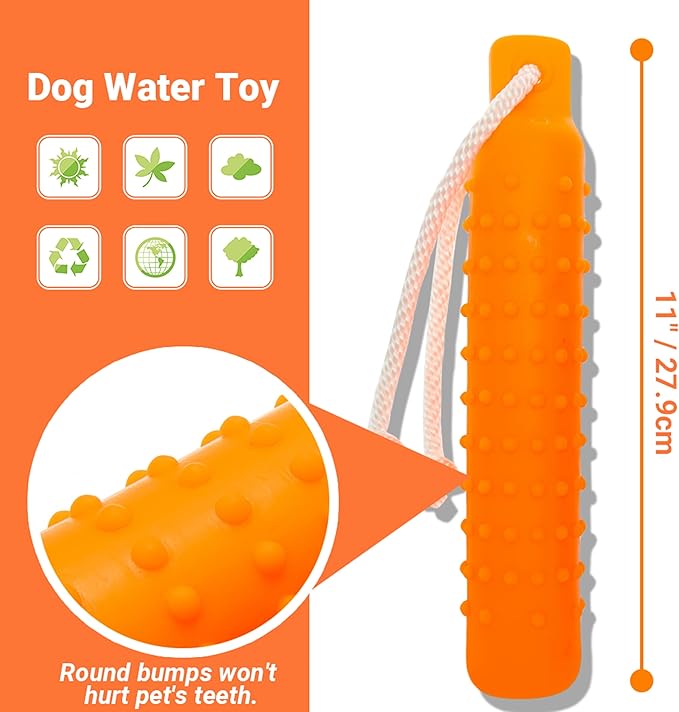 Dog Float Toy - Interactive Training Bumper & Fetching Retrieving Dog Water Toys Dummy Outdoor - Lightweight for Float on the Water Pool Fetch Rope Pet Toys for Small, Medium, Large Dogs
