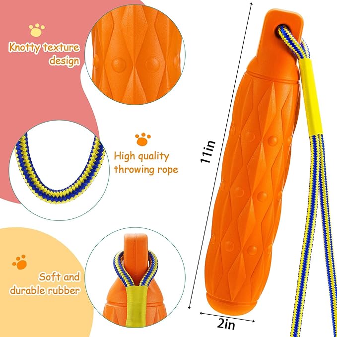 2 Pcs Floating Dog Toys Bumper with Throw Rope Retriever Training Puppy Pool Toys Standard Size Water Interactive Chew Toy for Duck Dog Hunting Training Outdoor Pool Activities