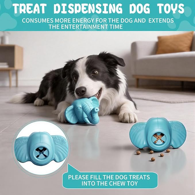 Tough Dog Toys for Aggressive Chewers | Natural Rubber Treat Dispensing Chew Toys for Medium Large Dogs, Interactive Slow Feeder Puzzle Toy for Boredom Relief & Teeth Cleaning, Dishwasher Safe