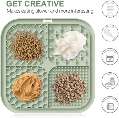 Licking Mat for Dogs & Cats with Suction Cups, 1 Pack Square Dog Slow Feeder Lick Pat for Anxiety Relief & Boredom, Dog Toys to Keep Them Busy, Pets Grooming Bathing Training Mat