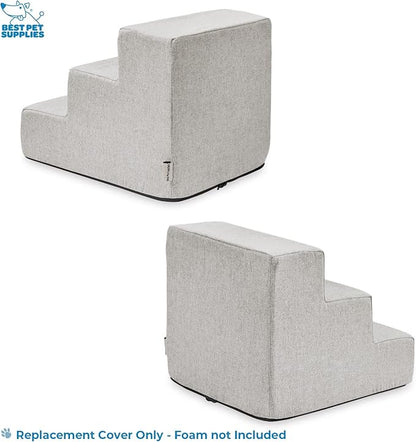 Best Pet Supplies Foam Pet Steps Cover for Small Dogs and Cats, Portable Ramp Stairs for Couch, Sofa, and High Bed Climbing (Cover Only) - Sand, 3-Step (H: 13.5") (Cover Only)