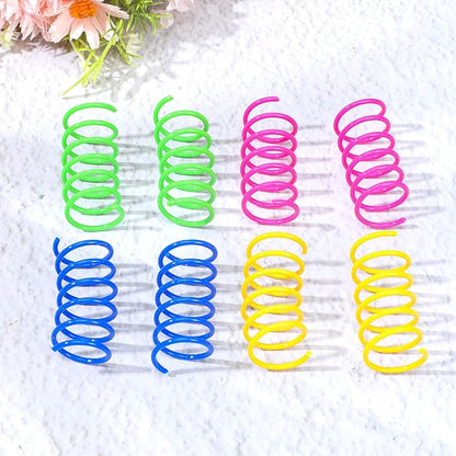 300 Pcs Cat Spring Toys, 4 Colors Plastic Spiral Interactive Coils for Indoor Cats, Swatting Biting Hunting Play for Kittens