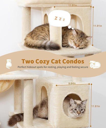 68 Inches Heavy Duty Cat Tree for Indoor Cat, Big Cat Tower with Sisal Scratching Posts and Top Perch, Large Platform for Adult Cats, PMT02BW, Beige