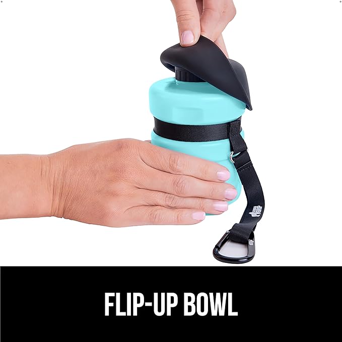 GORILLA GRIP Dog Water Bottle, Portable Water Bowl Dispenser for Dogs, 12 oz Leak Proof Pet Travel Squeeze Bottles Food Grade Silicone, Stocking Gifts for Pets to Go Puppy Essentials, Turquoise