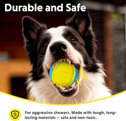 LaRoo Indestructible Squeaky Dog Ball, 3" TPR Rubber Chew Toy for Small/Medium Dogs, Floatable Teeth Cleaning Toy with Textured Grip, BPA-Free Non-Toxic for Indoor/Outdoor Fetch & Water Play (Blue)
