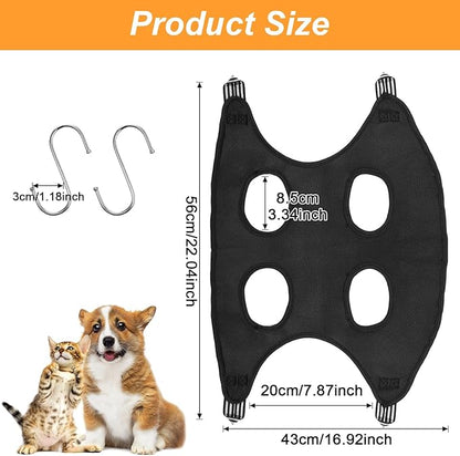Dog Grooming Hammock - Breathable Dog Nail Trimming Hammock - Hanging Harness with S Hooks for Cats and Small Dogs Nail Trimming, Bathing, Brushing