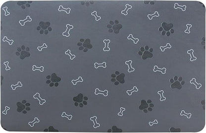 Pet Cat Dog Food Mat Non Slip Mat for Dog Water Bowl Mat Quick Dry Absorbent Cat Feeding Mat, 32 * 17 in, Dark Grey