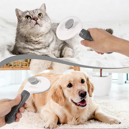 Self Cleaning Slicker Brush, Dog Cat Bunny Pet Grooming Shedding Brush - Easy to Remove Loose Undercoat, Pet Massaging Tool Suitable for Pets with Long or Short Hair (Gray)