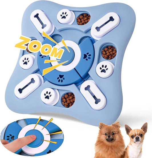 PAWSPIK Interactive Dog Puzzle Toy – Treat Dispensing Slow Feeder for Dogs, Mental Enrichment Toy with Squeaker & 16 Compartments – Durable, Non-Slip, Dishwasher Safe – Light Blue (Light Blue)