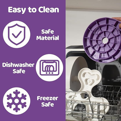 Puzzle Feeder Slow Feeder Dog Bowl for Large Dogs with Non-Slip Base - Adjustable Speed Design, Removable Puzzle Inserts & Dishwasher Safe, Purple