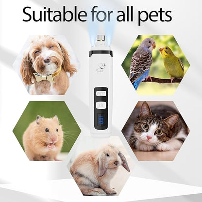 Dog Nail Grinder,Quiet Dog Nail Grinder for Large Medium Small Dogs Paw & Cats Claw, Dual Light USB Rechargeable Electric 2-Speed Pet Toenail Grooming Supplies, Gifts for Cat/Dog Lovers (M2)