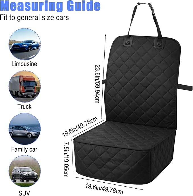 2 Pack Dog Car Seat Cover, Waterproof 600D Oxford Pet Car Front Seat Protector with Side Flaps, Nonslip ScratchProof Captain Chair Seats Cover for Cars Trucks SUVs, Standard Size