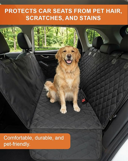 Upgraded Dog Car Seat Cover for Back Seat 600D Heavy Duty Waterproof & Scratchproof Pet Hammock, Non-Slip Back Seat Protector for Dogs, Universal Fit for Cars, SUVs & Trucks