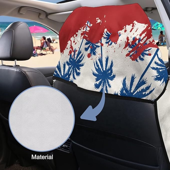 SEANATIVE Car Towel Seat Covers, Washable Seat Protector, One Towel Cushion Cover, Fit Beach Swimming Outdoor Sports, Universal Fit Most Cars Trucks SUVs, Puerto Rico Flag Palm Print