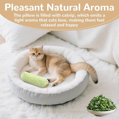 Catnip Toys for Cats, Cat Kicker Toy with Crinkle Sound, Interactive Kitten Toys, Durable Plush Chew Toys for Indoor Cats(Green Orange Grey, 3)
