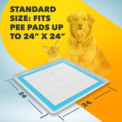 TidyFriend 2 Pack Dog Pee Pad Holder Tray - Fits Up to 24” x 24” Pee Pad Holder for Dogs - Stable Grip, Raised Edges, Quick-Wipe Silicone Surface Dog Pad Holder for Indoor Flooring Protection (Grey)