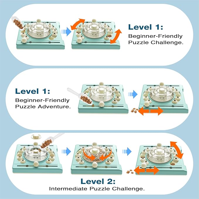 KADTC 2 Levels of Challenge Dog Puzzle Feeder Toy U.S. Brand - Design Spin-to-Release Treat Food Dispenser for Small Medium Large Dogs Boredom Buster Mental Stimulation Enrichment Slow Feeding Toys