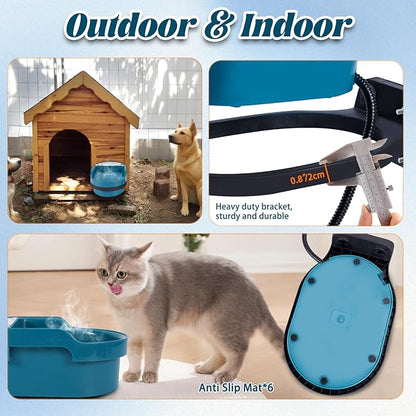 Heated Water Bowl for Dog and Cat,Heated Chicken Waterer, Outdoor Heated Pet Water Dish with Float Valve,Heated Bird Bath in Winter for Outdoors,Anti-Chew Cord,48W