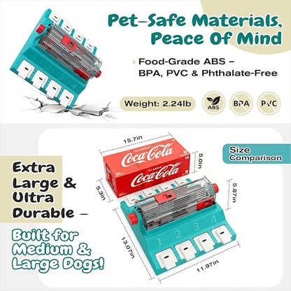KADTC 2 Levels of Challenge,Extra Large Size,Paw-Activated Rolling Dog Puzzle Feeder Toy,U.S. Brand & Design,Treat Puzzles for Aggressive Chewers Dogs Mental Stimulation Food Slow Dispenser Toy